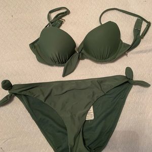 Green push up bathing suit